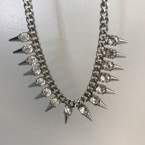 Express silver spike & rhinestone necklace